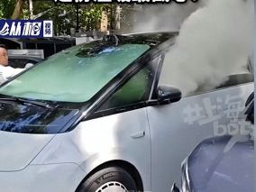 上海华山医院一辆理想MEGA发生燃烧，三位保安及时扑灭并安慰当事人