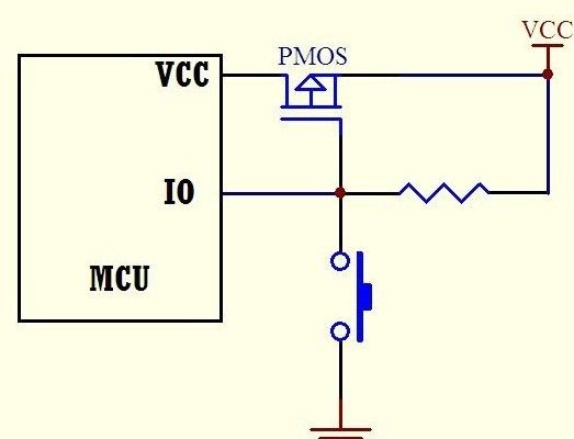 pmos管irlml6401trpbf-1单键开关机电路