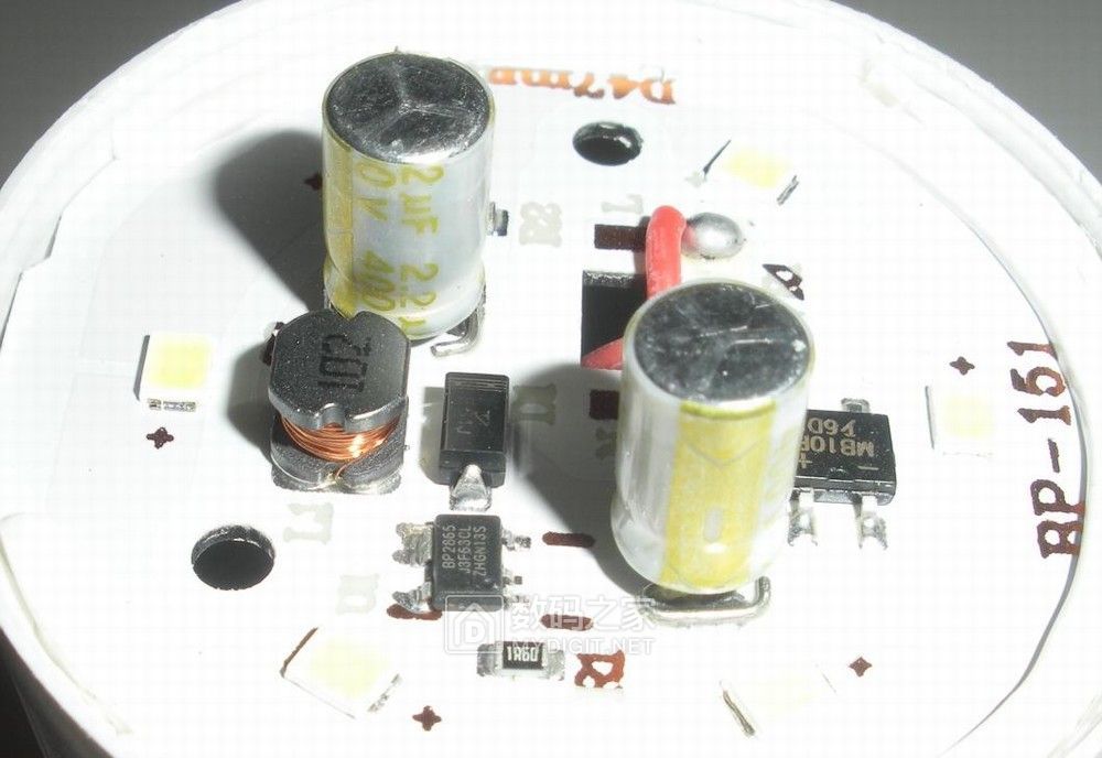 豫亮照明7w塑壳led球泡灯拆解bp2865方案非隔离恒流驱动