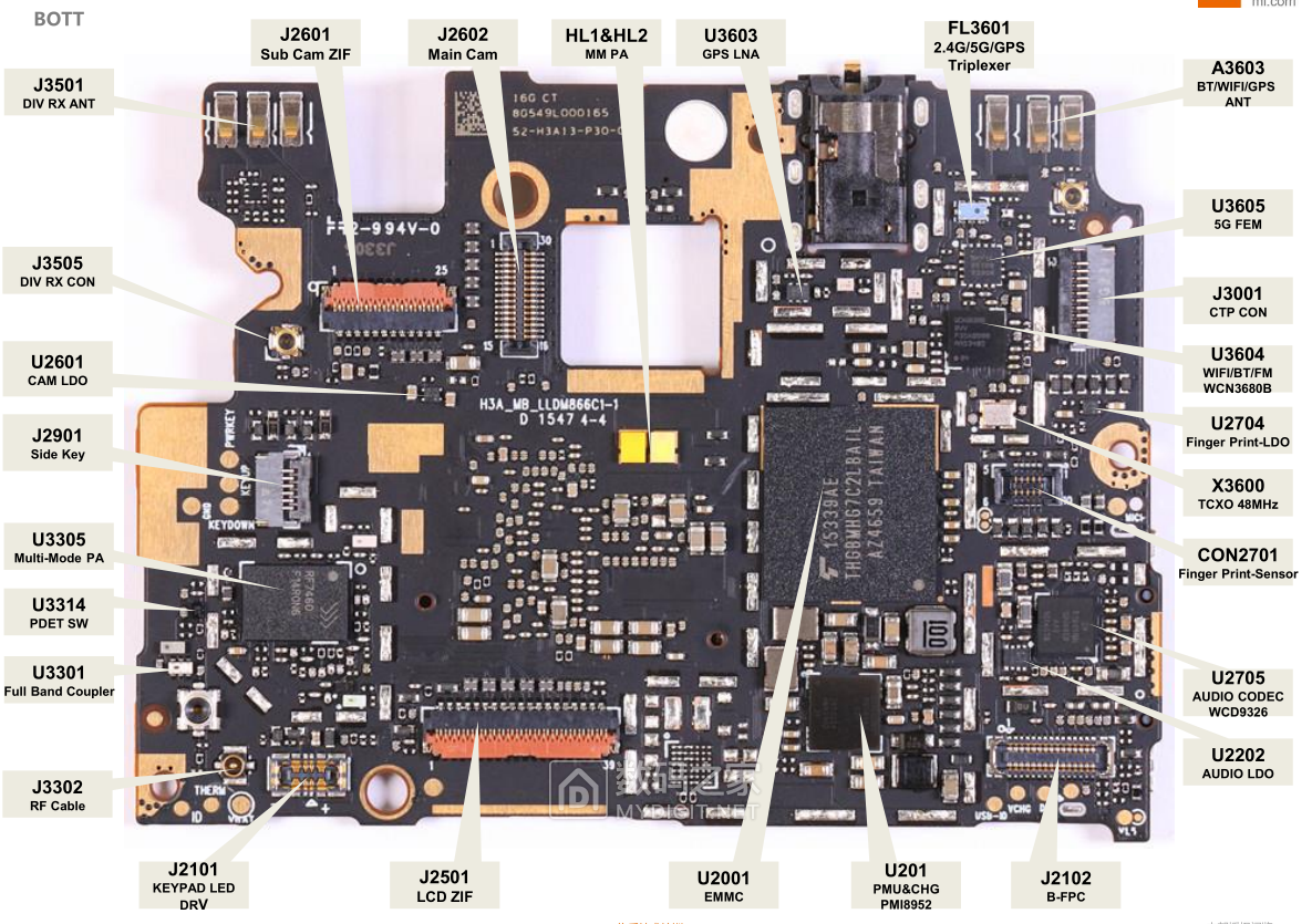 求红米note3全网通位号图原理图 - 维修达人 数码之家