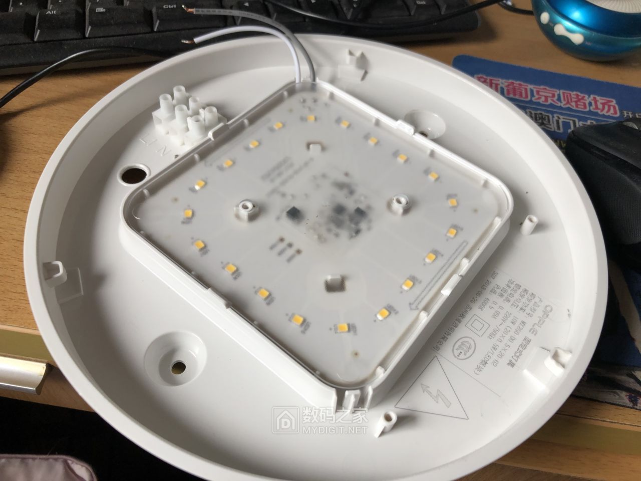 没事出去遛弯看到垃圾桶旁边有一个灯罩坏了的欧普吸