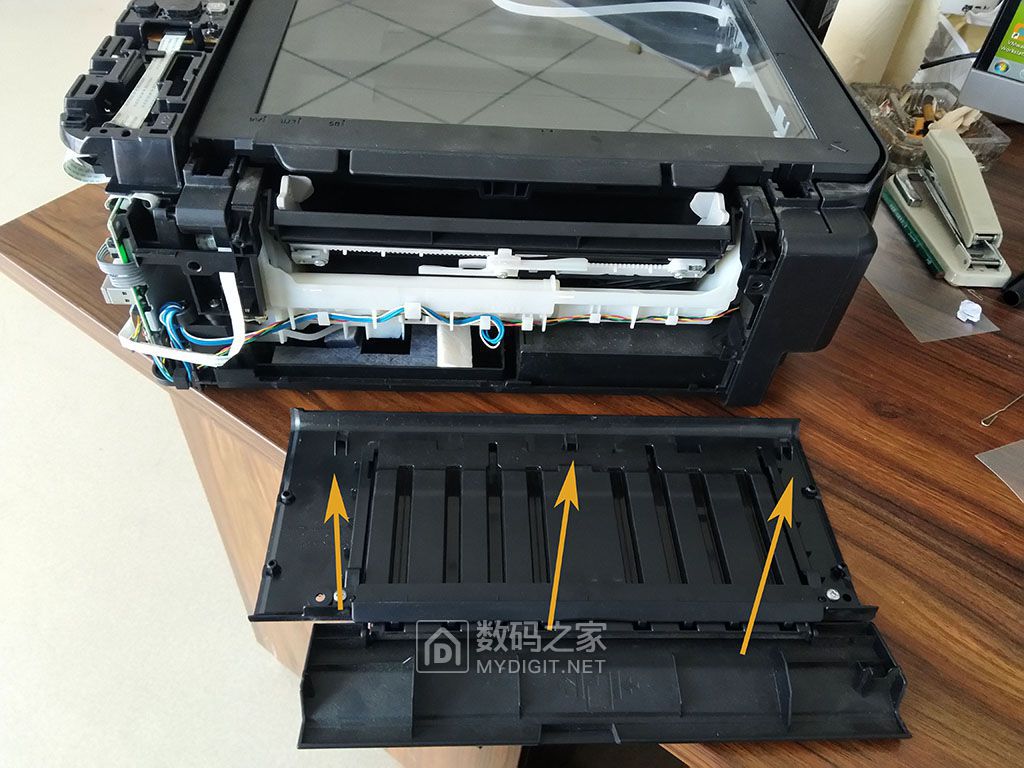 拆修佳能canonmp288打印一体机卡纸错误码e03