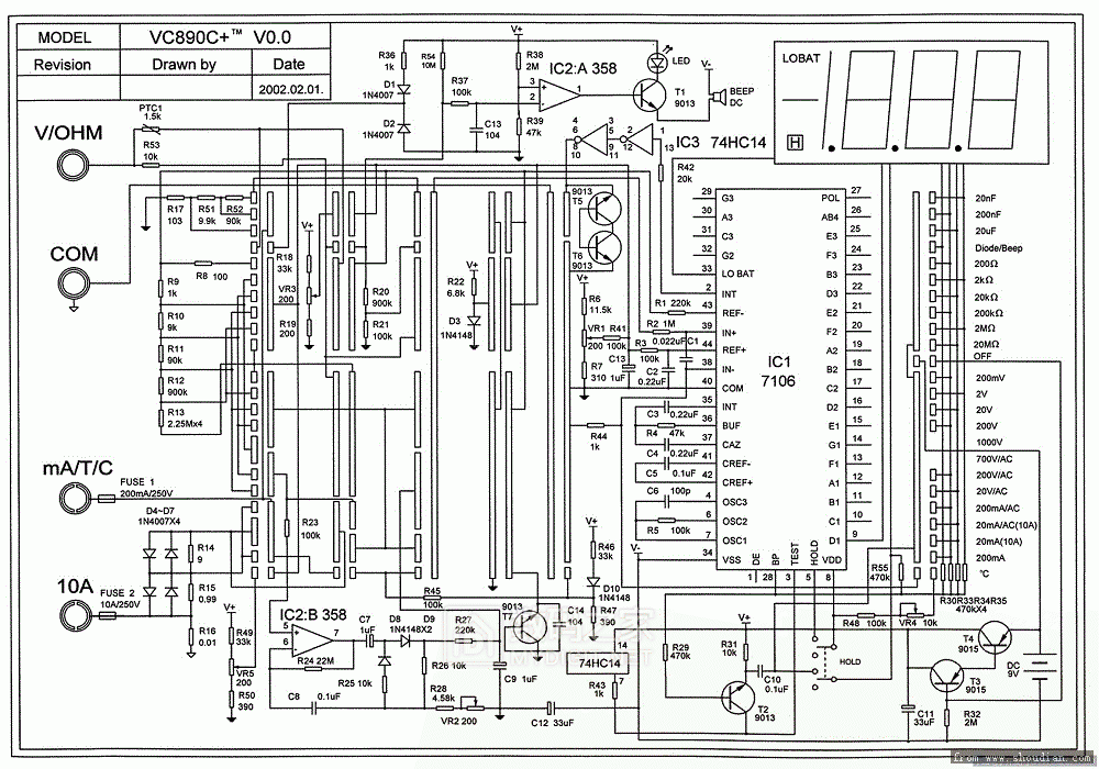 万用表9208内部电路图图片