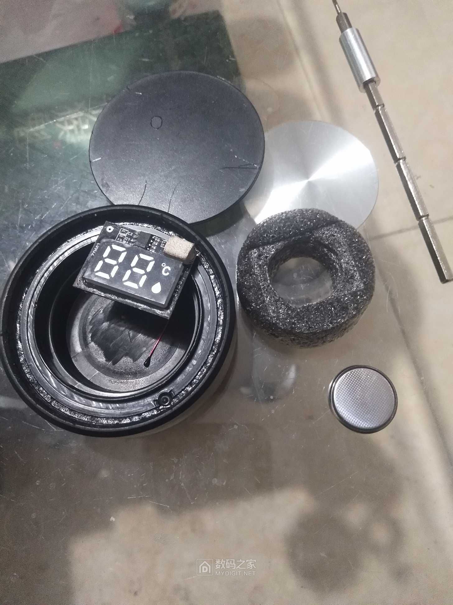 数显保温杯盖拆开,没能无损