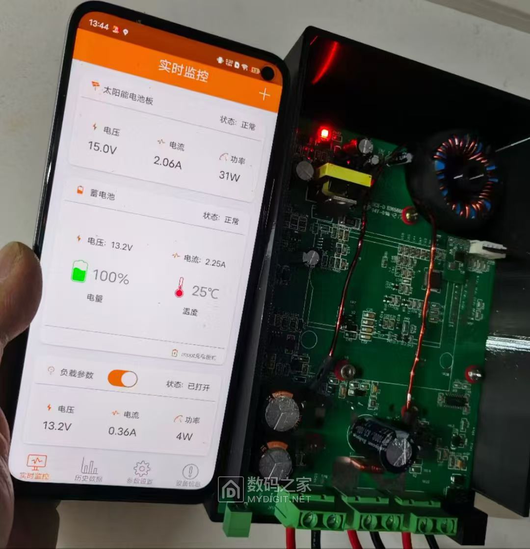 连接声称18V90W的的光伏板效果